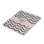Zwart Wit en Blush Chevron Tegel Tegeltje (Zijkant)