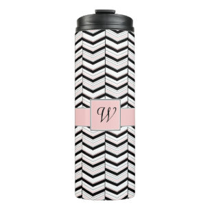 Zwart Wit en Blush Chevron Thermische Tumbler Thermosbeker