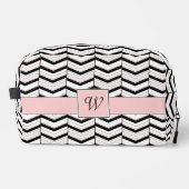 Zwart Wit en Blush Chevron Toilettasje (Voorkant)