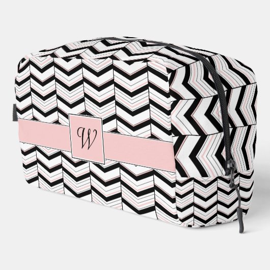 Zwart Wit en Blush Chevron Toilettasje (Rechterhoek)