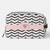 Zwart Wit en Blush Chevron Toilettasje (Achterkant)