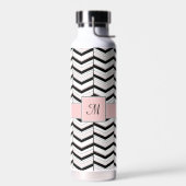 Zwart Wit en Blush Chevron Waterfles (Links)