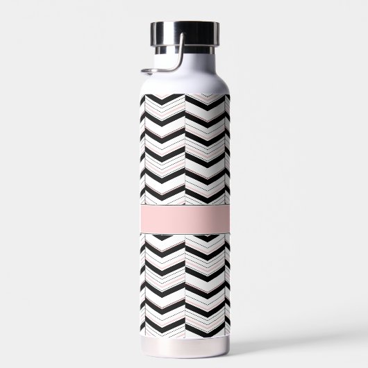 Zwart Wit en Blush Chevron Waterfles (Rechts)