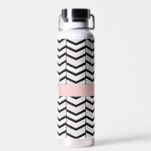 Zwart Wit en Blush Chevron Waterfles (Achterkant)