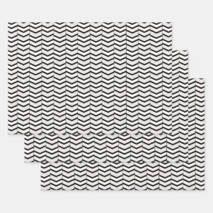 Zwart Wit en Blush Chevron Wrapping Paper Set