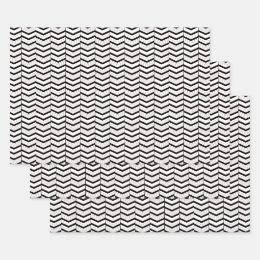 Zwart Wit en Blush Chevron Wrapping Paper Set (Set)