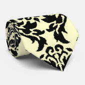 zwart-wit en Cream Damask-Stropdas Stropdas (Opgerold)