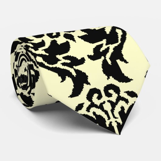 zwart-wit en Cream Damask-Stropdas Stropdas (Opgerold)