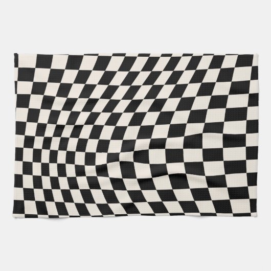 Zwart-wit en crème wit toetsenbord theedoek (Horizontaal)