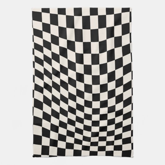 Zwart-wit en crème wit toetsenbord theedoek (Verticaal)