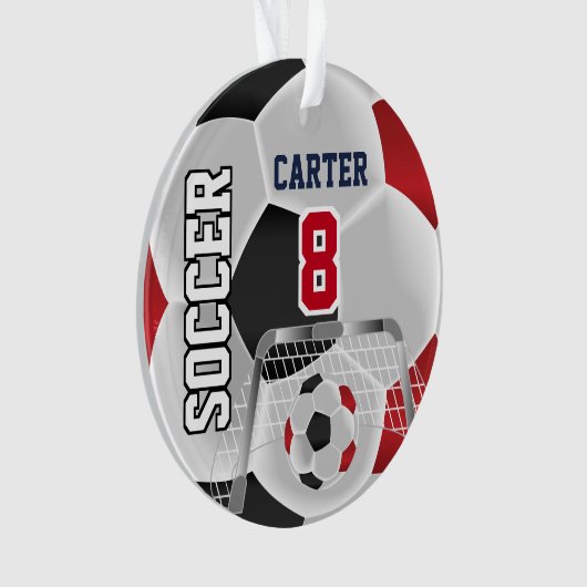 Zwart, wit en donkerrood, speciaal ontworpen ⚽ ornament (voorkant)