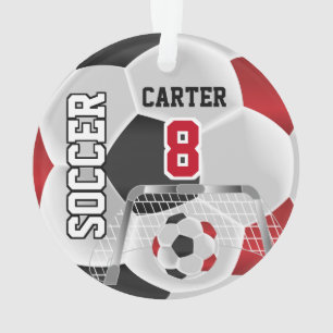 Zwart, wit en donkerrood, speciaal ontworpen ⚽ ornament