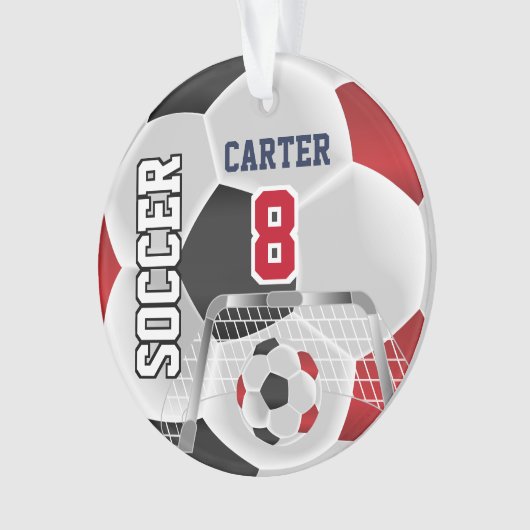 Zwart, wit en donkerrood, speciaal ontworpen ⚽ ornament (voorkant)