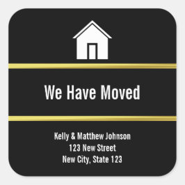 Zwart Wit en Faux Goud Bewegende Aankondiging Vierkante Sticker