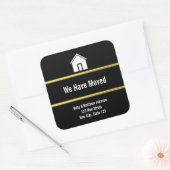 Zwart Wit en Faux Goud Bewegende Aankondiging Vierkante Sticker (Envelop)