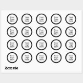 Zwart, Wit en Faux Silver Uw Logo Hier Ronde Sticker (Vel)
