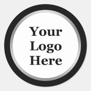 Zwart, Wit en Faux Silver Uw Logo Hier Ronde Sticker