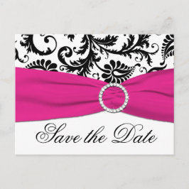 Zwart, Wit en Fuchsia Save the Date Briefkaart