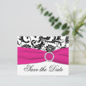 Zwart, Wit en Fuchsia Save the Date Briefkaart (Staand voorkant)