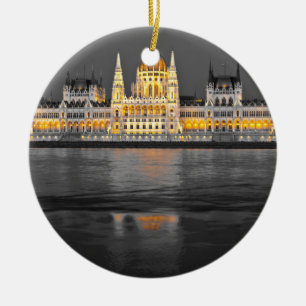 Zwart, wit en geel boedapest licht keramisch ornament