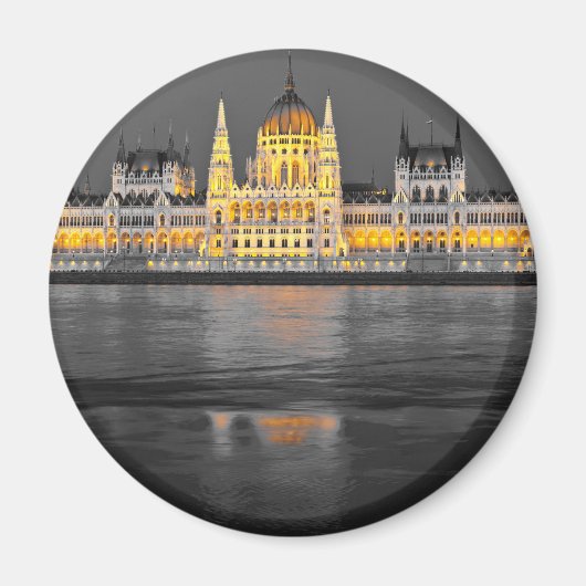 Zwart, wit en geel boedapest licht magneet (Voorkant)