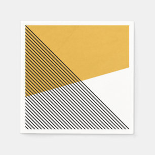 Zwart, wit en geel eenvoudige geometrische kunst servet