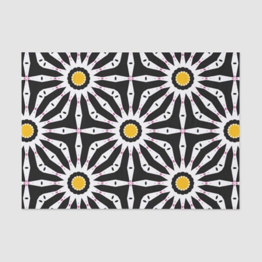 Zwart wit en geel geometrisch patroon tissuepapier (Voorkant)