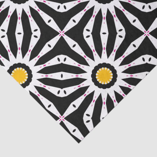 Zwart wit en geel geometrisch patroon tissuepapier (Detail)