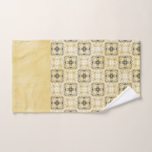 Zwart, wit en geel geruite patroon bad handdoek (Handdoek)