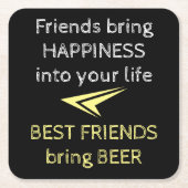 Zwart wit en geel met biercitaat kartonnen onderzetters (Voorkant)