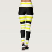 zwart wit en geel strepen Horizontaal Leggings (Achterkant)