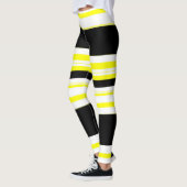 zwart wit en geel strepen Horizontaal Leggings (Links)