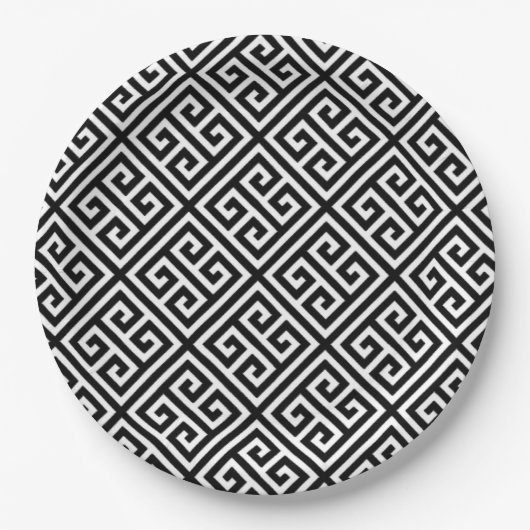 Zwart, wit en geometrisch papieren bordje (Voorkant)