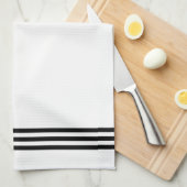 Zwart-wit en gesofisticeerde strips en monogram theedoek (Quarter Fold)