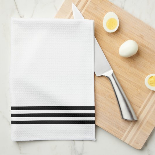 Zwart-wit en gesofisticeerde strips en monogram theedoek (Quarter Fold)