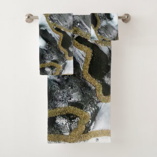 Zwart, wit en Gold Bath-handdoekset | Chic | Bad Handdoek