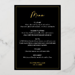 Zwart, wit en Gold Foil Baptisme-menukaart Folie Uitnodiging