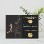 Zwart wit en Golden Basketball afstuderen Aankondiging (Staand voorkant)