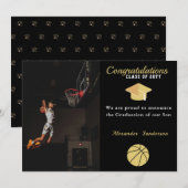 Zwart wit en Golden Basketball afstuderen Aankondiging (Voorkant / Achterkant)