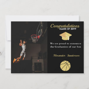 Zwart wit en Golden Basketball afstuderen Aankondiging