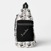 Zwart, Wit en Goud Abstract Patroon Sling Bag (Voorkant)