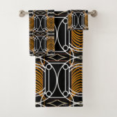 Zwart Wit en Goud Art Deco Handdoek Set (Insitu)