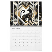 Zwart Wit en Goud Art Deco Kat Kalender (Mar 2027)