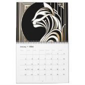 Zwart Wit en Goud Art Deco Kat Kalender (Jan 2026)
