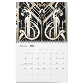 Zwart Wit en Goud Art Deco Kat Kalender (Feb 2026)