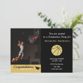 Zwart Wit en Goud Basketbal afstuderen Kaart (Staand voorkant)
