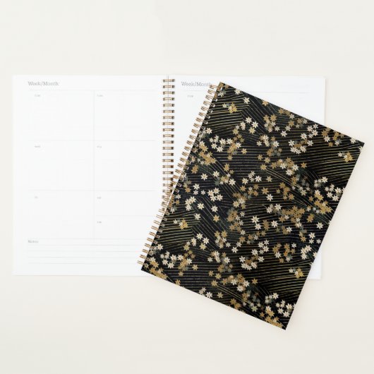 Zwart, Wit en Goud Bloemen Chiyogami Planner (Display)