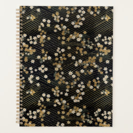 Zwart, Wit en Goud Bloemen Chiyogami Planner