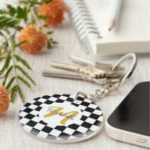 Zwart Wit en Goud Elegante Naam &Monogram