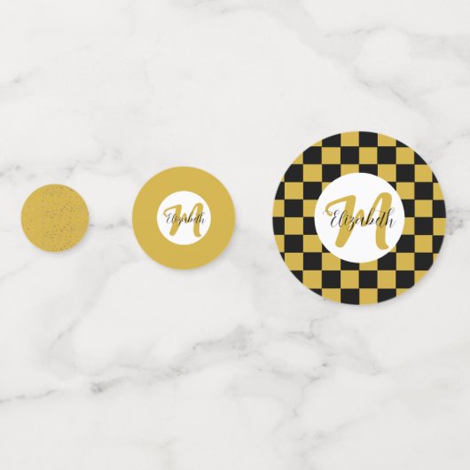 Zwart wit en goud esthetisch confetti (Voorkanten)